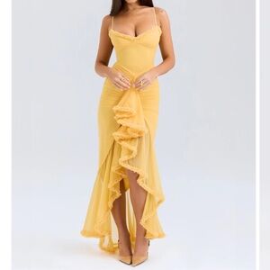 Elegant Yellow Ruffled Dress